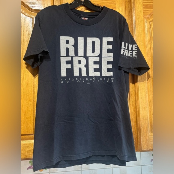Vintage 1997 Harley-Davidson Ride Free Live Free Lima Peru Biker T-Shirt Large - Picture 7 of 12